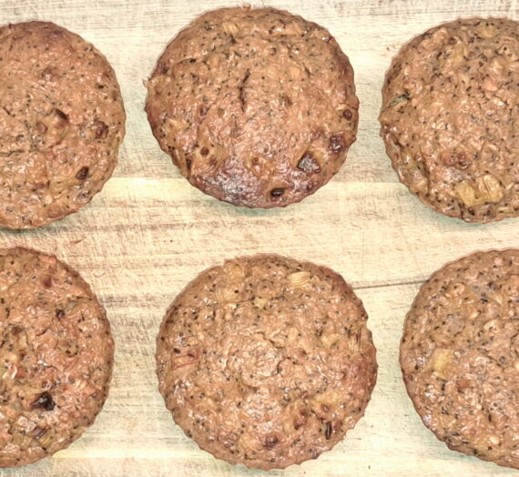 Rabarbra- og brunostmuffins med havregryn